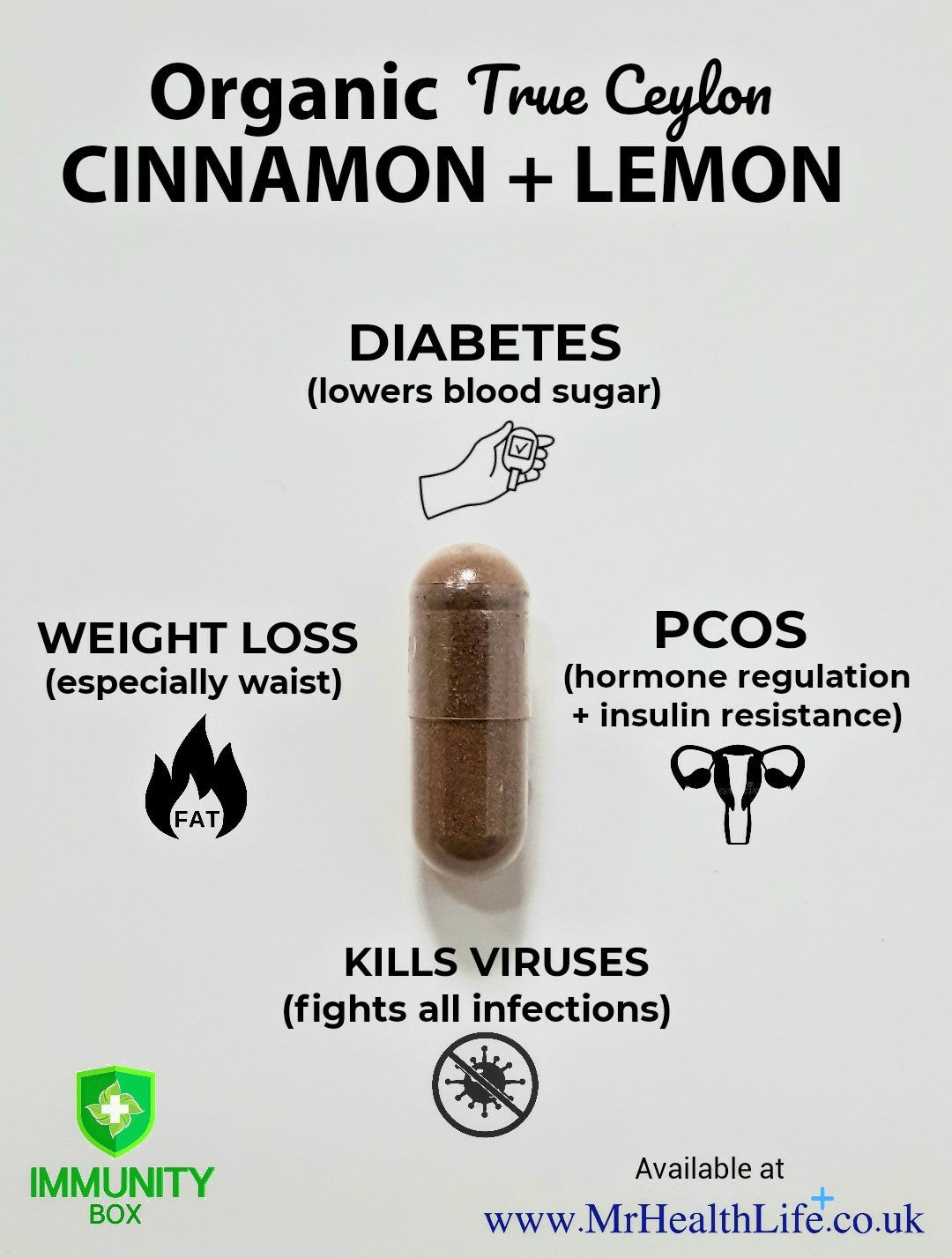 Organic Cinnamon (True Ceylon) + Lemon Capsules 30